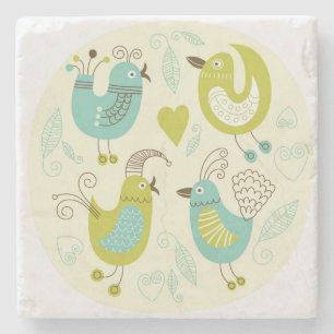 Posavasos De Piedra pájaros del dibujo animado del cate