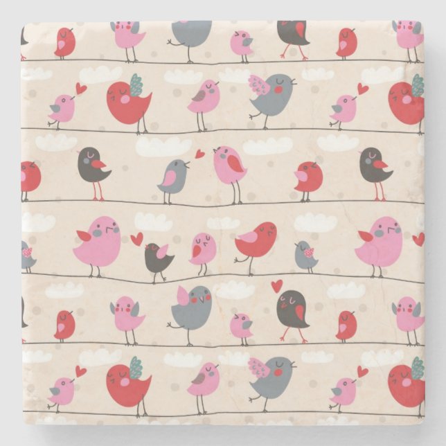 Posavasos De Piedra Pájaros en amor (Anverso)