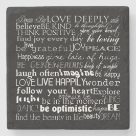 Posavasos De Piedra Palabras Inspiradoras blancas negras