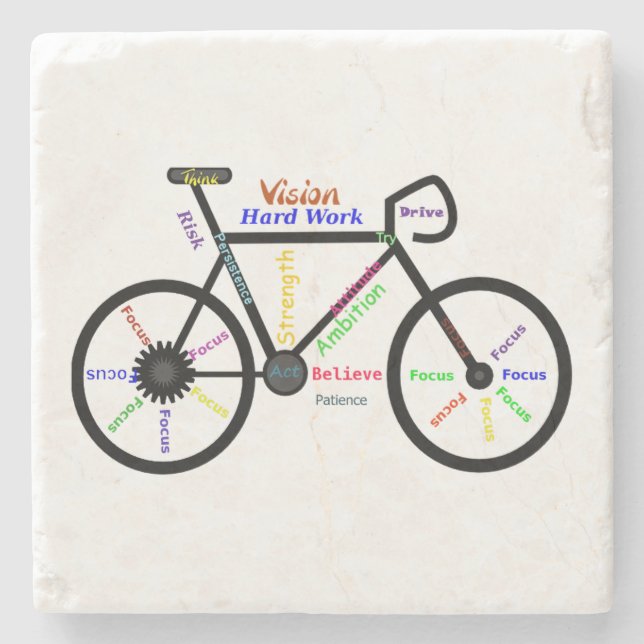 Posavasos De Piedra Palabras motivacionales, ciclismo, ciclismo, cicli (Anverso)