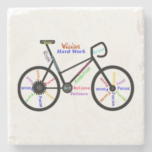 Posavasos De Piedra Palabras motivacionales, ciclismo, ciclismo, mujer