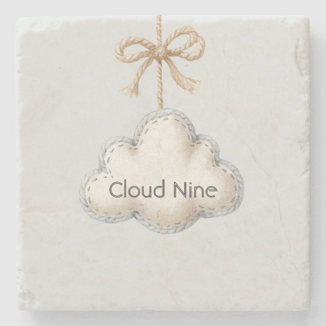 Posavasos De Piedra Pale Blue Cloud Nine (Anverso)