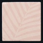Posavasos De Piedra Palm Leaf Tropical Blanda Beige y Rubor<br><div class="desc">Hoja de Palma Tropical en beige suave y Rubor / Peach.</div>