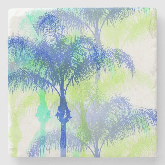 Posavasos De Piedra Palm Tree Art Vacation Pool Fiesta Coaster (Anverso)