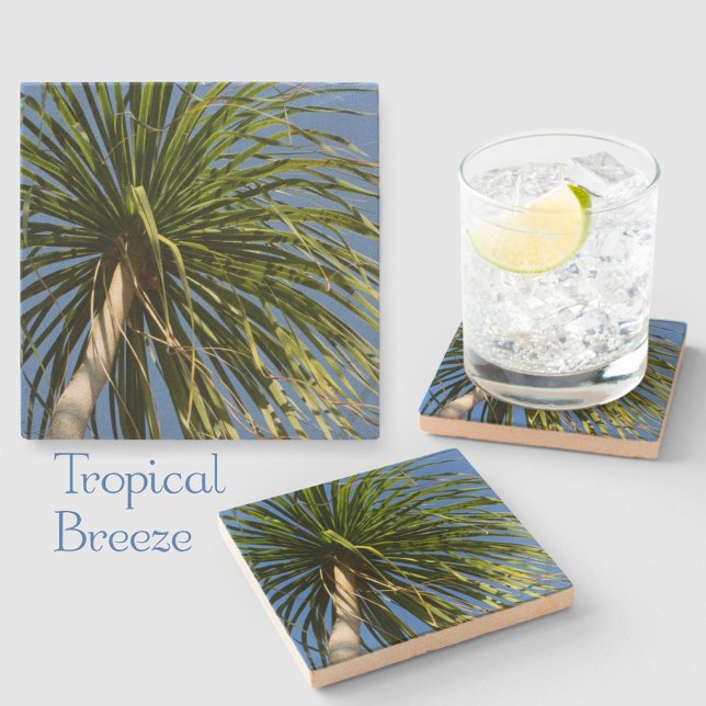 Posavasos De Piedra Palm Tree Windblown Natural (Subido por el creador)