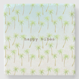 Posavasos De Piedra Palm Trees Tropicales Watercolor