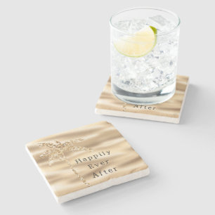 Posavasos De Piedra Palmera con brillo dorado glamour