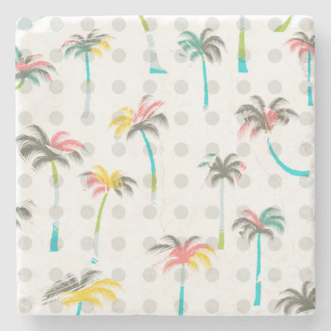 Posavasos De Piedra Palmeras 2 de la acuarela (Anverso)