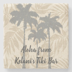Posavasos De Piedra Palmeras Areca Hawái Tropical Vintage Coordenadas