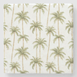 Posavasos De Piedra Palmeras blancas verdes tropicales