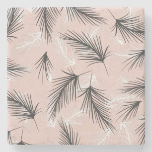 Posavasos De Piedra Palmeras Negro Blanco Tono Terroso Rosa