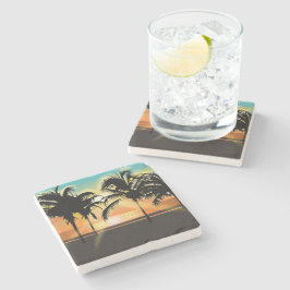 Posavasos De Piedra Palmeras Tropicales