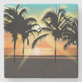 Posavasos De Piedra Palmeras Tropicales