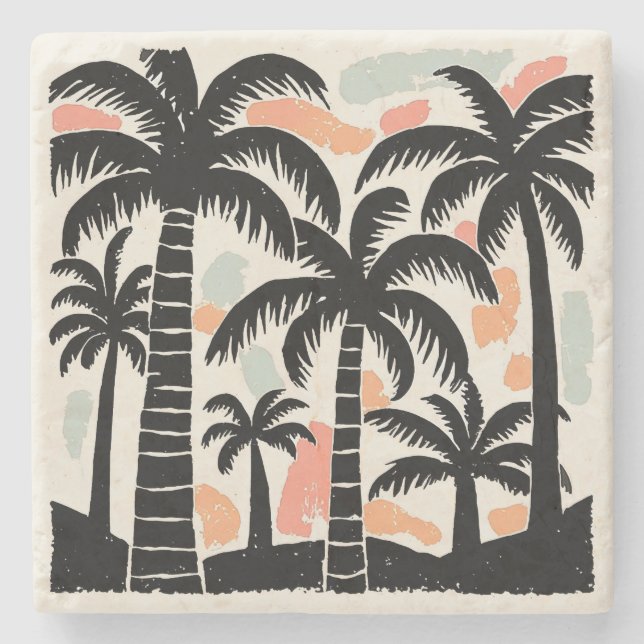Posavasos De Piedra Palmeras Tropicales (Anverso)