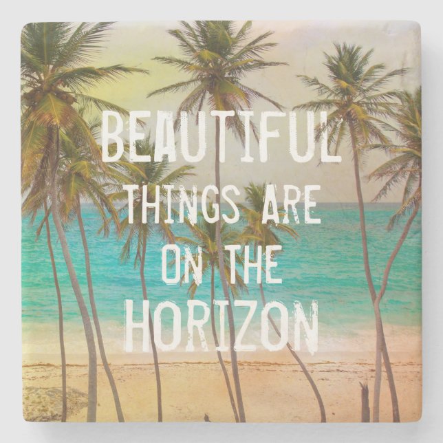 Posavasos De Piedra Palmeras Tropicales de Playa de Hawái de Guay (Anverso)