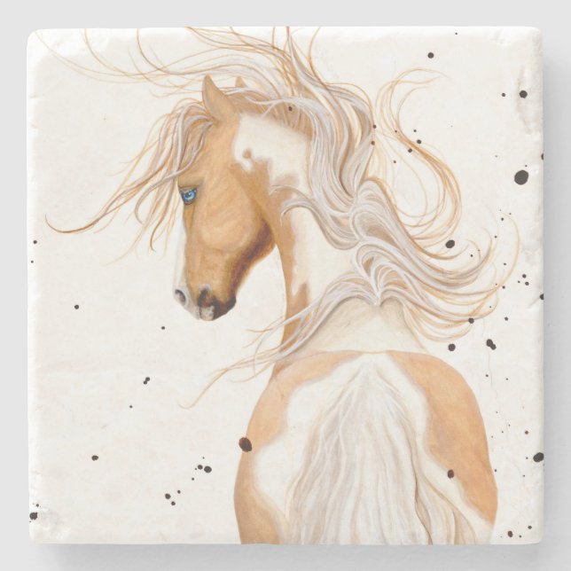Posavasos De Piedra Palomino Paint Horse de Bihrle (Anverso)