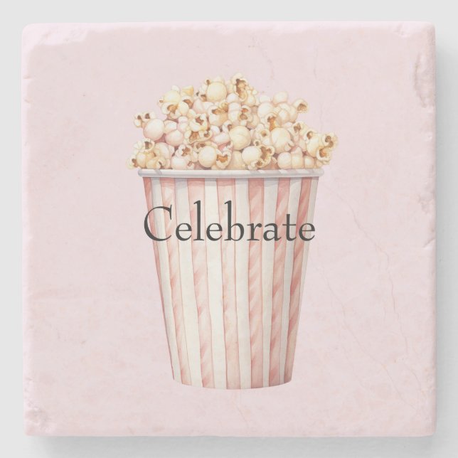 Posavasos De Piedra Palomitas de maíz Blush Movie Time (Anverso)