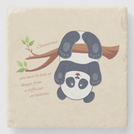 Posavasos De Piedra panda adorable colgado boca abajo