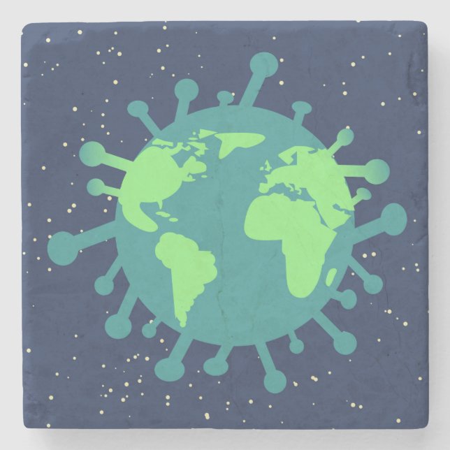 Posavasos De Piedra Pandemia global (partícula viral) (infección viral (Anverso)