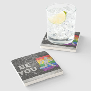 Posavasos De Piedra Panel de colores del orgullo arcoíris urbano Slipp