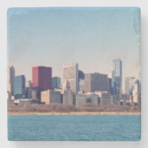 Posavasos De Piedra Panorama del horizonte de Chicago