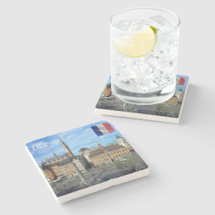 Posavasos De Piedra panorama zFR136 de LILLE, Francia, Europa,