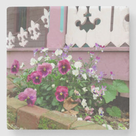 Posavasos De Piedra Pansies y Fleur-de-lis - Viñedo de Martha