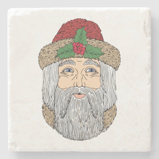 Posavasos De Piedra Papá Noel Navidad (Anverso)