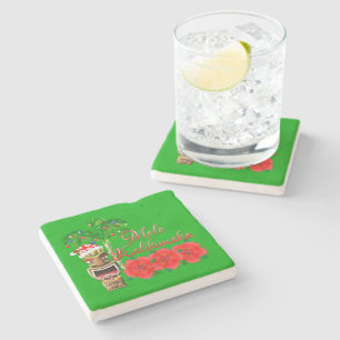 Posavasos De Piedra Papá Noel Tiki Mele Kalikimaka