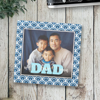 Posavasos De Piedra Papá te queremos azul Art Deco Personalizado foto