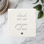 Posavasos De Piedra Papá y papá EST regalo personalizado<br><div class="desc">Celebremos el legado de la paternidad y la alegría de convertirnos en abuelos con esta elegante montaña de piedra personalizada Dad & Papa EST. Con un diseño minimalista intemporal y años de establecimiento personalizado, esta montaña de mármol es el perfecto Día del Padre, invitación de recién nacido o regalo de...</div>