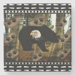 Posavasos De Piedra Papel de oso negro de águila de águila de águila p