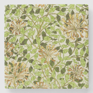 Posavasos De Piedra Papel pintado floral de madreselva verde de Willia