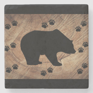 Posavasos De Piedra Papeles De Oso Y Oso Negro