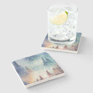 Posavasos de piedra para arte de invierno en acuar