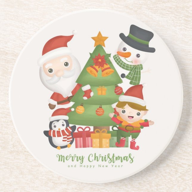 Posavasos de Piedra para Navidad Familiar (Frente)
