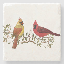 Posavasos de piedra para pareja de cardenales enam