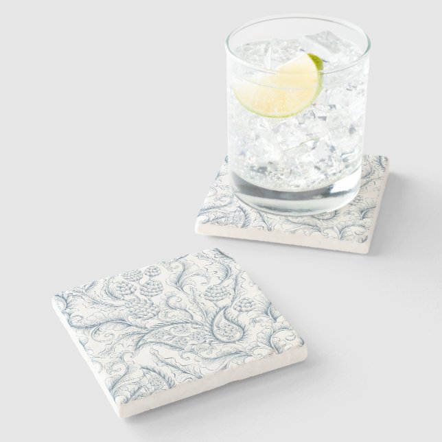 Posavasos De Piedra Paraíso de la piña azul y blanca (Lateral)