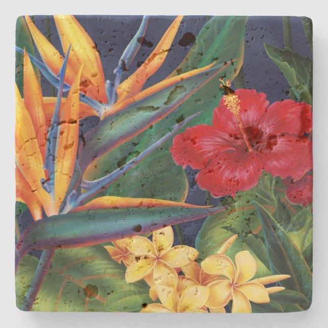 Posavasos De Piedra Paraíso tropical Hawái - Escaparate de bar Tiki (Anverso)
