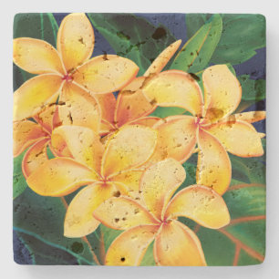 Posavasos De Piedra Paraíso tropical Plumeria Piedra Tíki