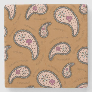 Posavasos De Piedra Paramecia Paisley Biología Marrón Personalizable