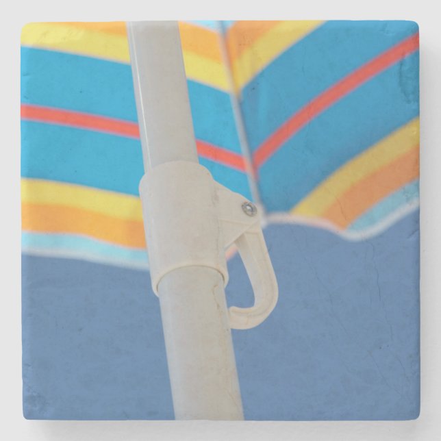 Posavasos De Piedra Parasol de playa rayado (Anverso)