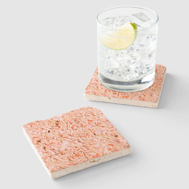 Posavasos De Piedra Parece texturado de pared, color salmón (Lateral)