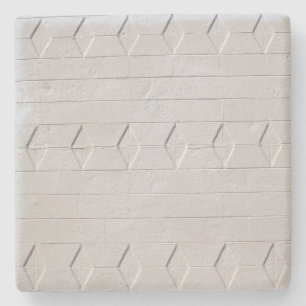Posavasos De Piedra Pared tejida pintada de blanco, montaña rusa cuadr