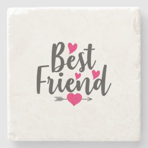 Posavasos De Piedra Pareja Art Heart Mejor Amigo