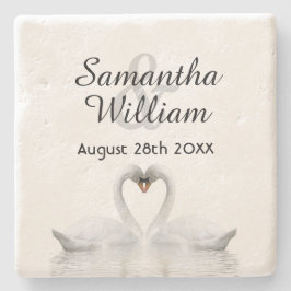 Posavasos De Piedra Pareja de cisnes amor boda blanca