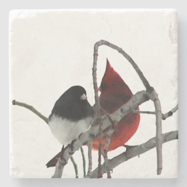 Posavasos De Piedra Pareja Impar de Invierno (Anverso)