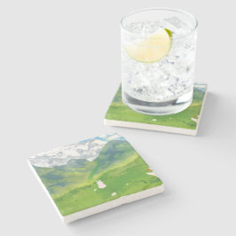 Posavasos De Piedra Pareja Linda Conejo en Montaña Vista Cojín de Pied