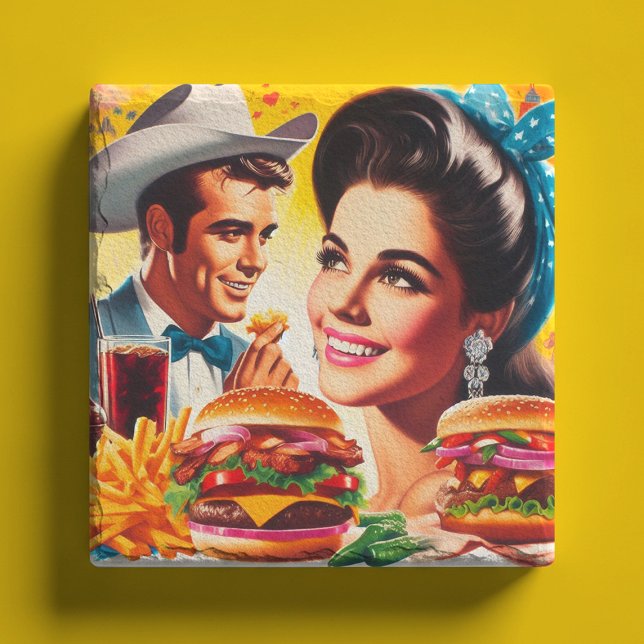 Posavasos De Piedra Pareja Retro de Comida Rápida (Subido por el creador)