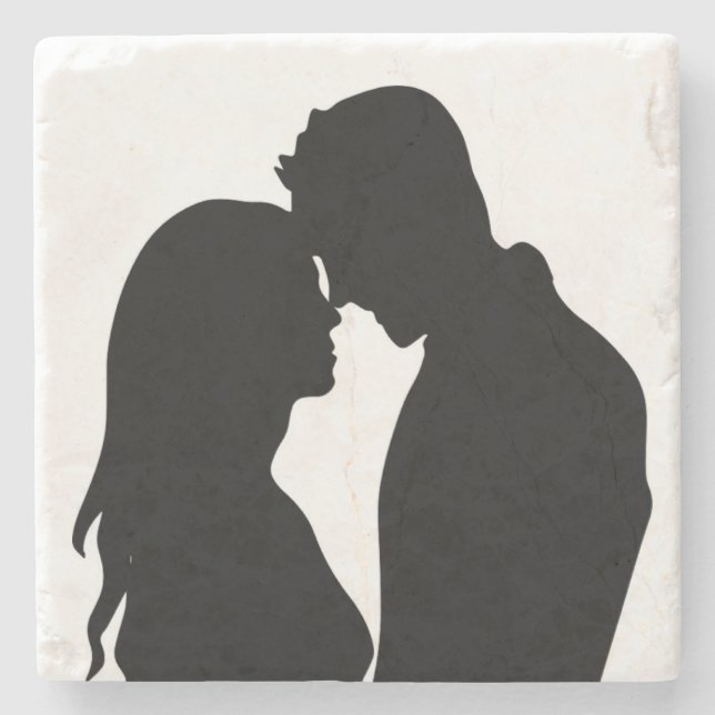 POSAVASOS DE PIEDRA PAREJA ROMÁNTICA SILHOUETTE (Anverso)